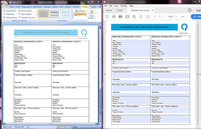 I will create a compatible fillable pdf form