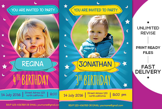 I will design a birthday invitation for kids