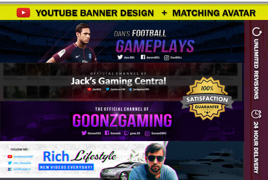 I will design you a youtube banner and matching avatar