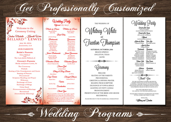 I will design your elegant wedding program