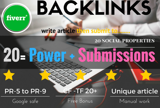 I will do 20 power submissions social links PR9 to your site