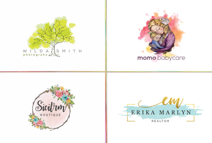 I will do professional watercolor logo for your business