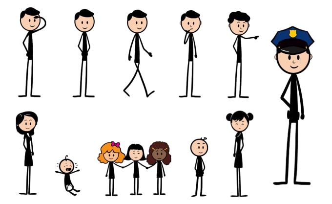 I will draw a panel stick figure clipart for you