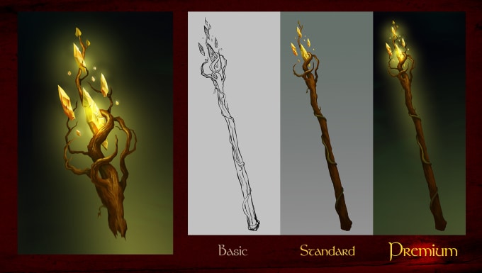 I will draw fantasy weapons, items, equipment