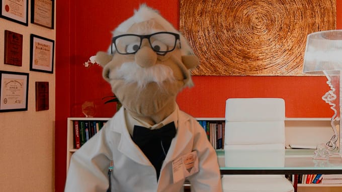 I will make a doctor puppet or professor puppet video in english or in spanish for you