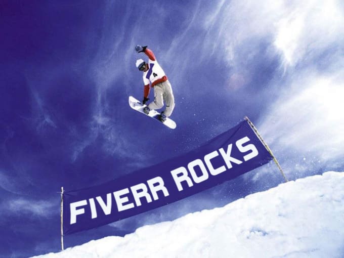 I will place your logo or text on banner with jumping snowboarder