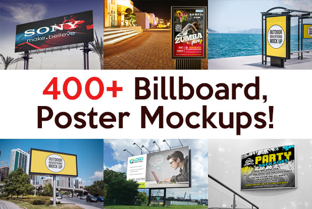 I will put banner on 400 city billboard, poster mockups