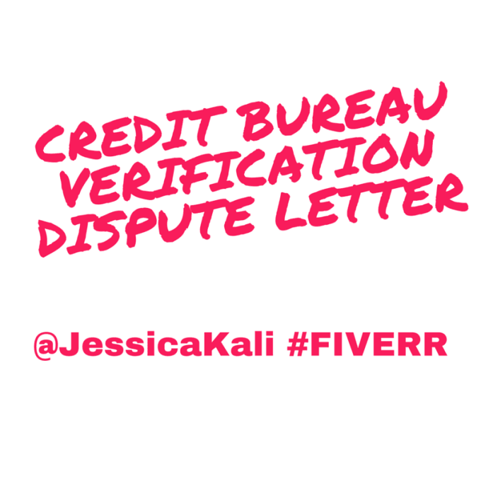 I will send you a credit bureau verification dispute letter
