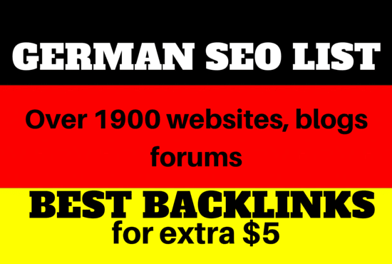 I will send you SEO list and backlinks de germany