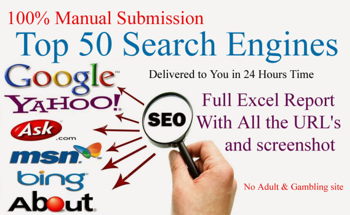 I will submit manually top 50 search engines
