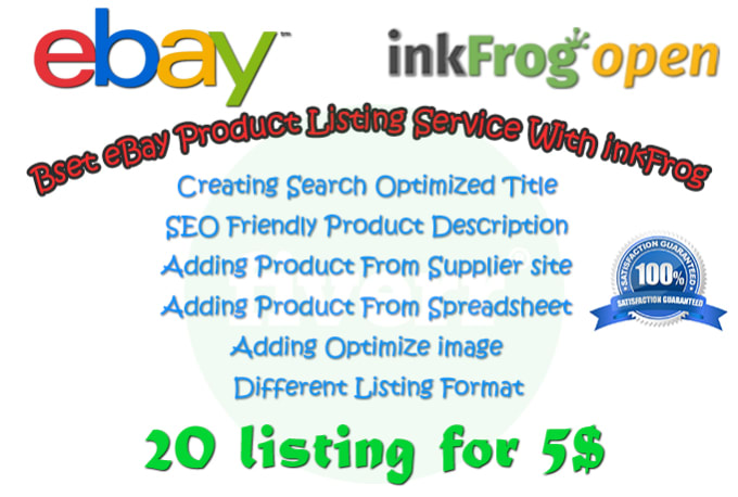I will add product listing into ebay store using inkfrog