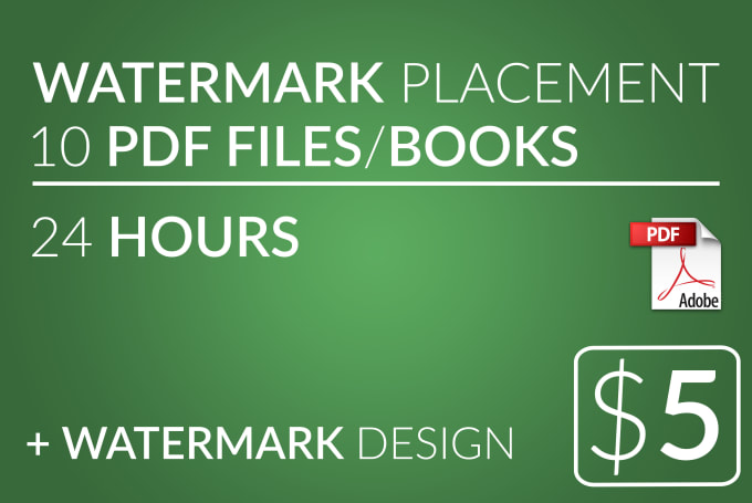 I will add watermark to 10 PDF files or books within 24 hours