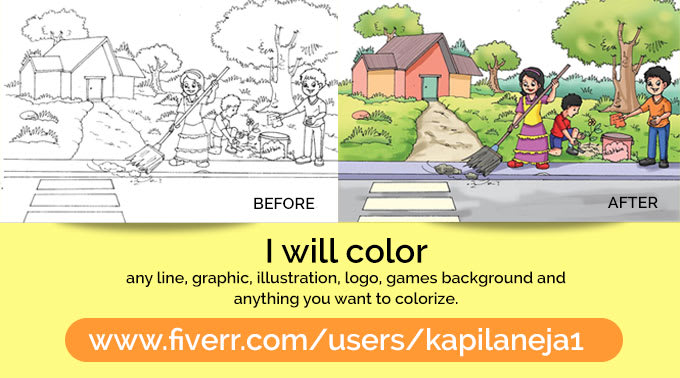 I will color cute children book illustration