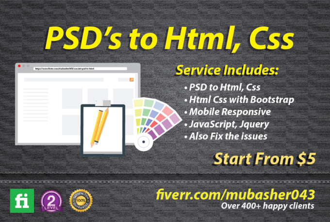 I will convert psd to html, bootstrap