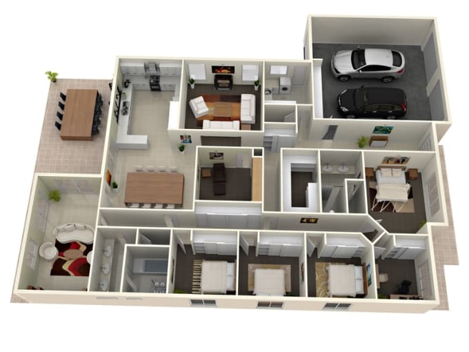 I will create 3d floor plan of your house, office or  project