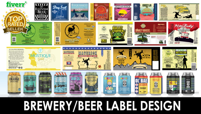 I will create a beer label for growler, pint glass, can or bottle