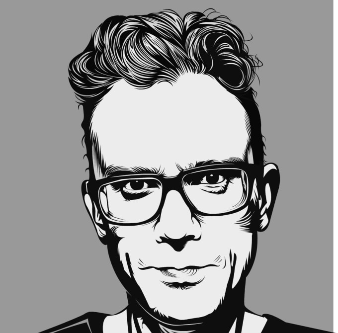 I will create a detailed vector art portrait black and white