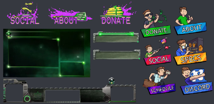 I will create stream overlays, alerts, panels, emotes and badges