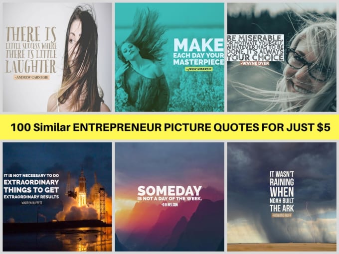 I will design 100 entrepreneur picture quote for just usd5