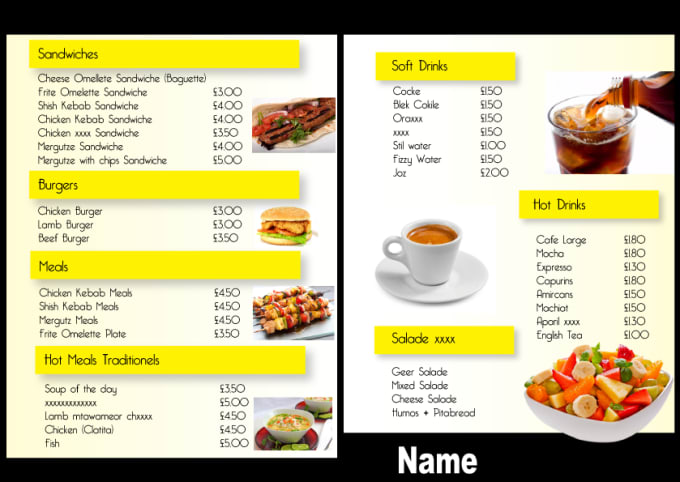 I will design a professional menu