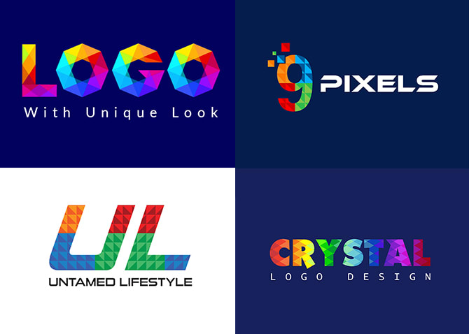 I will design colorful polygonal or low poly geometric logo