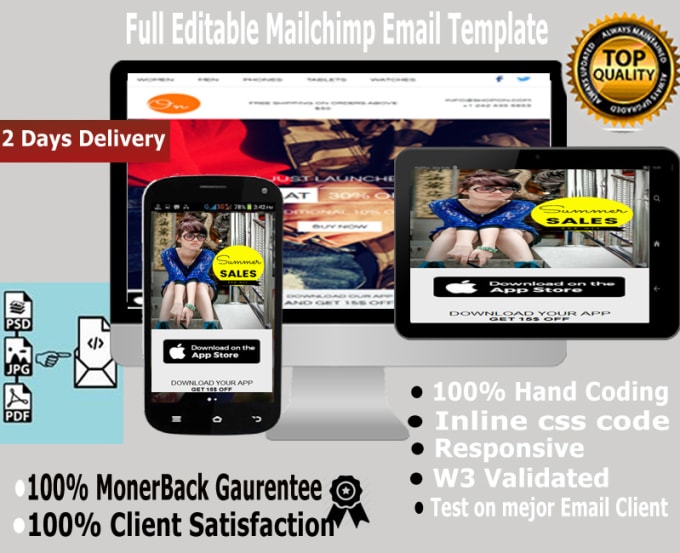 I will design Full Editable MailChimp Template