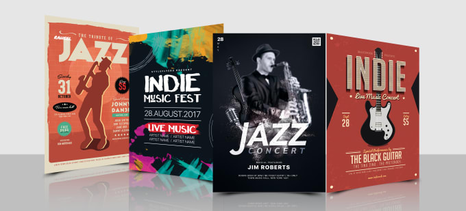 I will design indie music, jazz and concert flyers