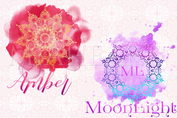 I will design mandala logo with watercolor