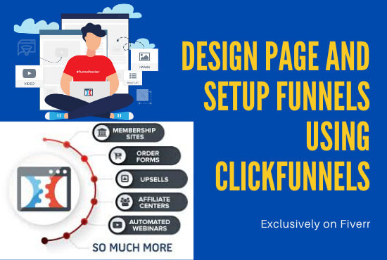 I will design page and setup funnels using clickfunnels