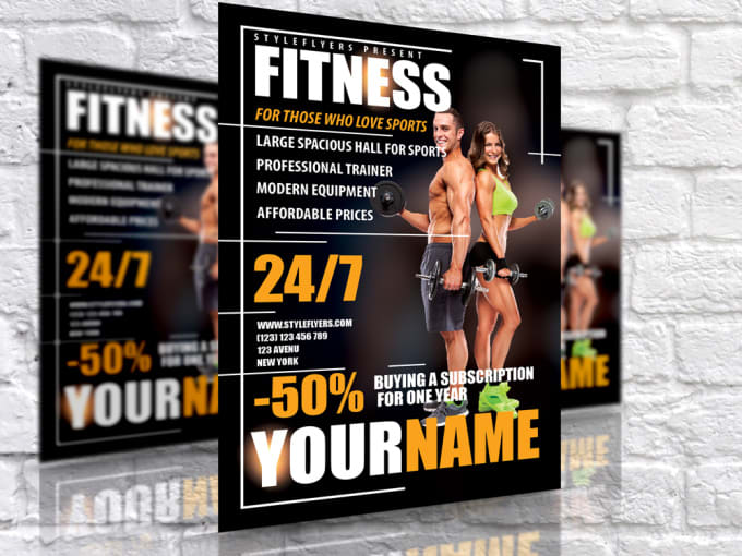 I will do flyers and posters for health and fitness,gym and sports