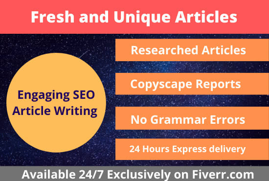 I will do high quality SEO article or blog writing in 24 hours