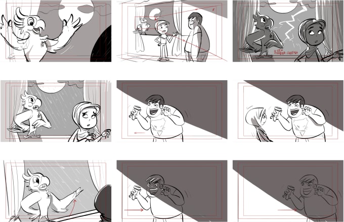 I will make cartoon storyboard for your project