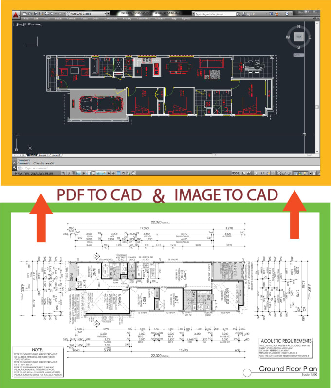 I will make PDF to autocad floor plan drawing