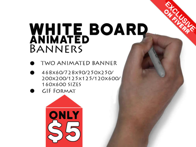 I will make two animated whiteboard animation banner