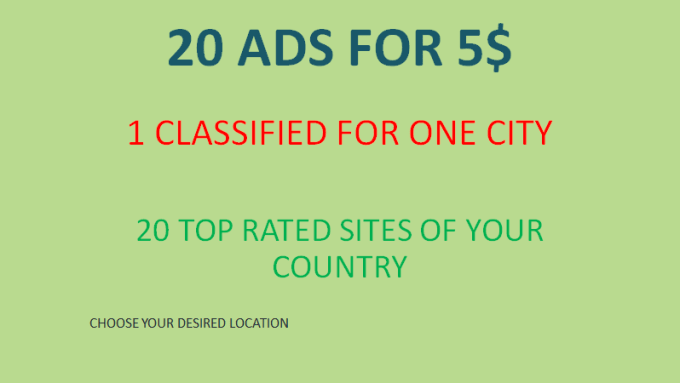 I will post your ads on 20 top rated sites