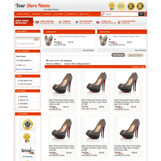 I will provide professional  ebay store template according to the new policy of 2017