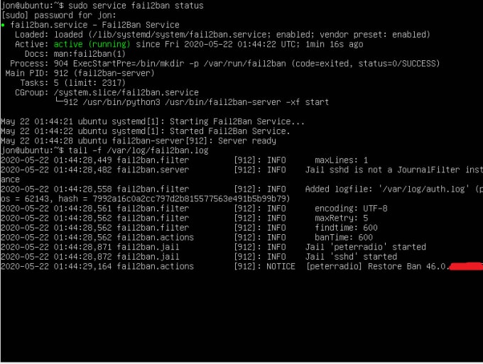I will secure your linux server by configuring fail2ban iptables