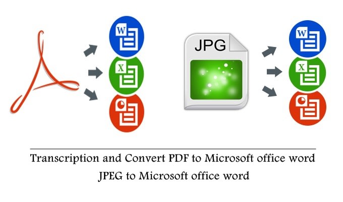 I will transcription and convert pdf to word and jpeg to word