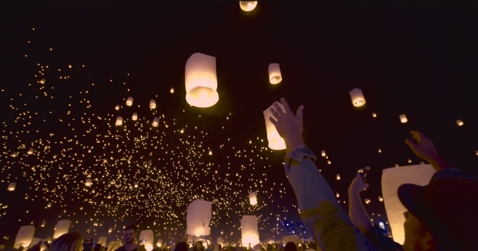 I will write your message or your logo with lanterns
