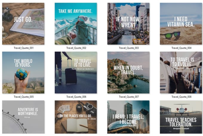 I will create 1000 travel quotes with your logo for instagram