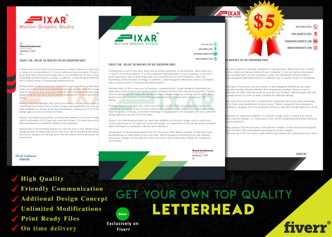 I will create an attractive and top quality letter head design