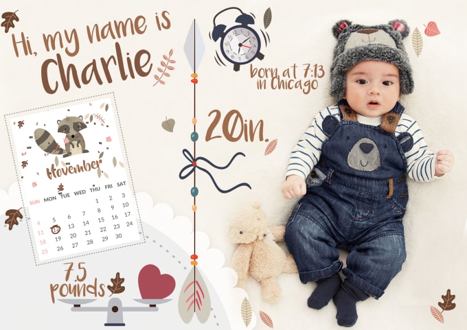 I will create lovely baby or children personalized poster