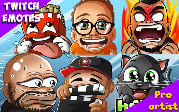 I will create twitch emotes for sub,static youtube emojis or mixer