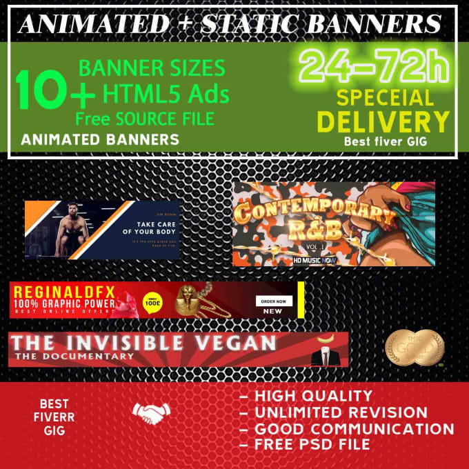 I will design a fancy animated HTML5 banner in 24hrs