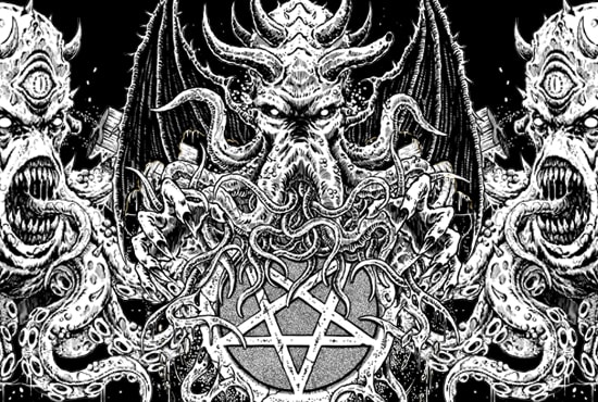 I will do brutal, dark, horror metal band artwork illustration
