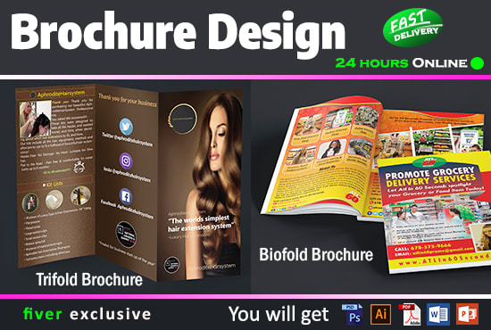 I will do design editable trifold, biofold brochure or booklet