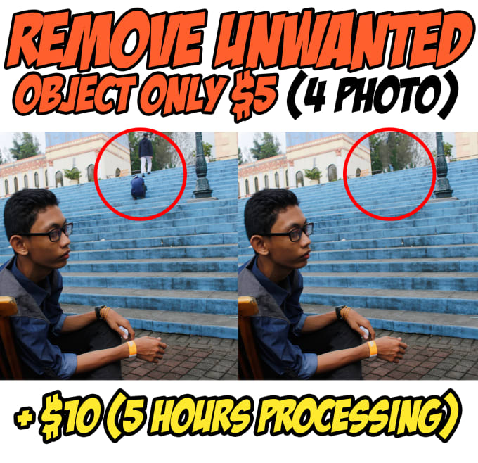 I will do remove unwanted objects from your photo in 4 hours