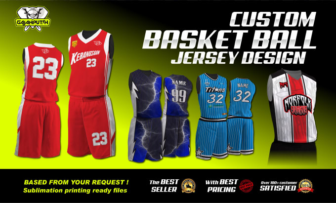 I will make basketball jersey designs, sublimation printing based