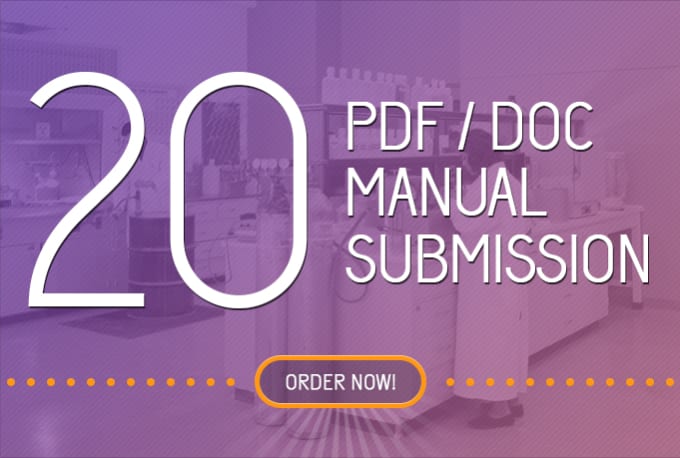 I will pdf and doc submission to 20 sites, manual work