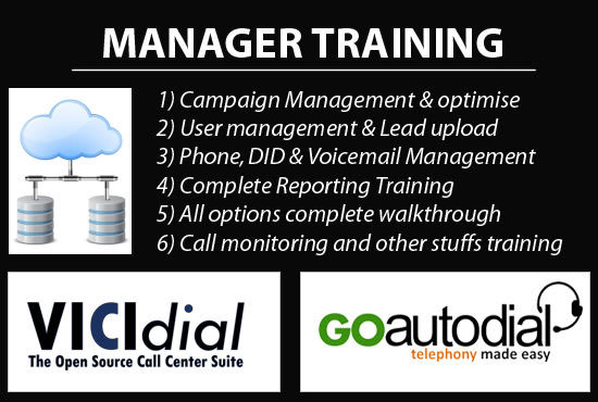 I will provide manager and agent training on vicidial or goautodial